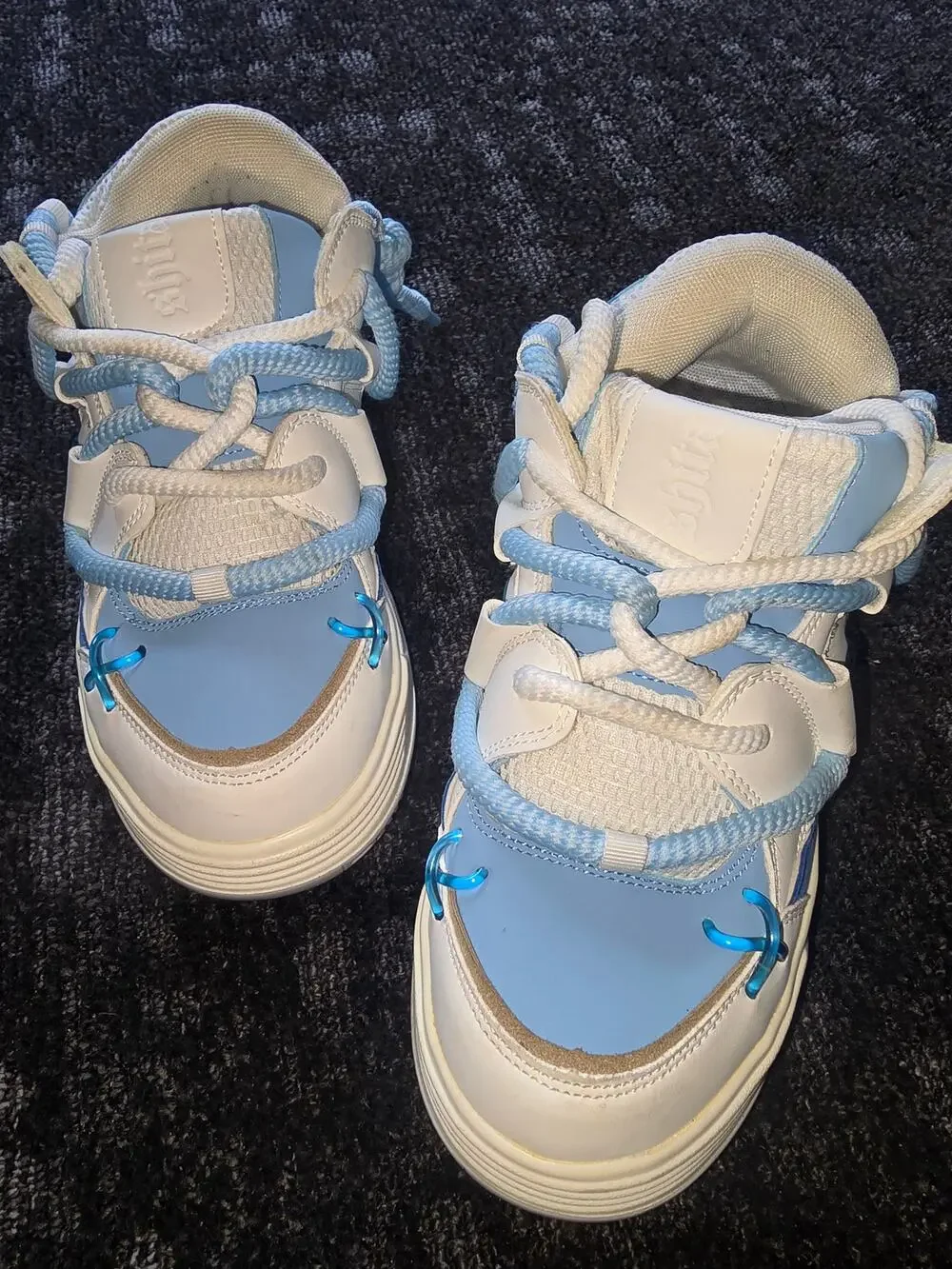 NEW SHITA Chunky Rope Lace Skate Shoes Blue White EUR 41 US Men 8 / Women 9.5